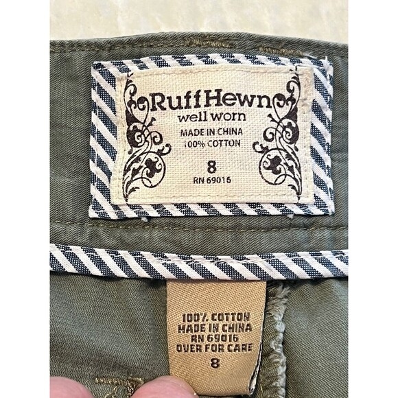 Ruff Hewn Womens 100% Cotton Pants Green Wide Leg Opening Pants RN 69016 Sz 8 - Picture 8 of 10